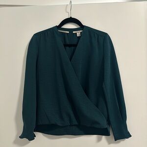 Deep Emerald Green Wrap Blouse